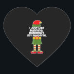 I Just Like to Run Running Runner Christmas Elf Herz-Aufkleber<br><div class="desc">I Just Like to Run Running Runner Christmas Elf</div>
