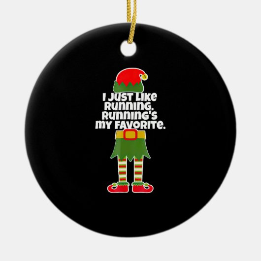 I Just Like to Run Running Runner Christmas Elf Keramik Ornament (Vorne)