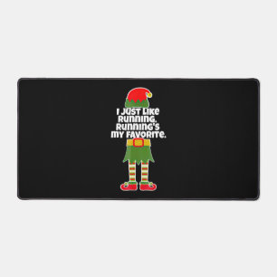 I Just Like to Run Running Runner Christmas Elf Schreibtischunterlage