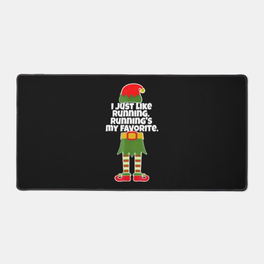 I Just Like to Run Running Runner Christmas Elf Schreibtischunterlage (Vorderseite)