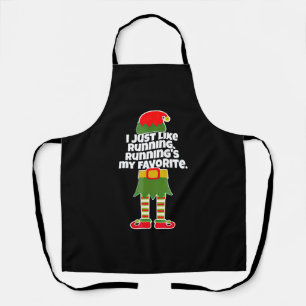 I Just Like to Run Running Runner Christmas Elf Schürze