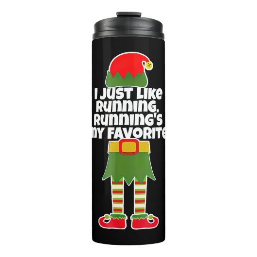 I Just Like to Run Running Runner Christmas Elf Thermosbecher (Vorderseite)