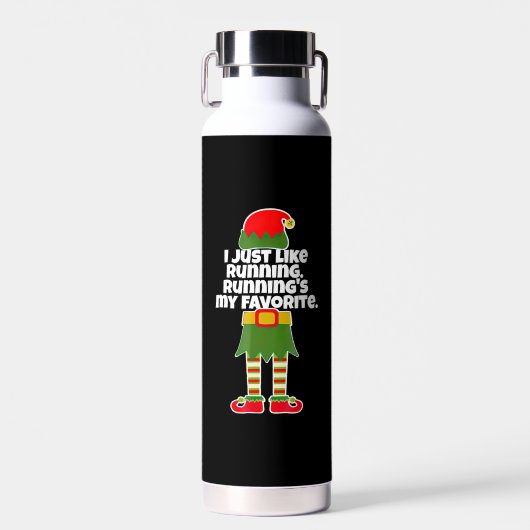 I Just Like to Run Running Runner Christmas Elf Trinkflasche (Vorne)
