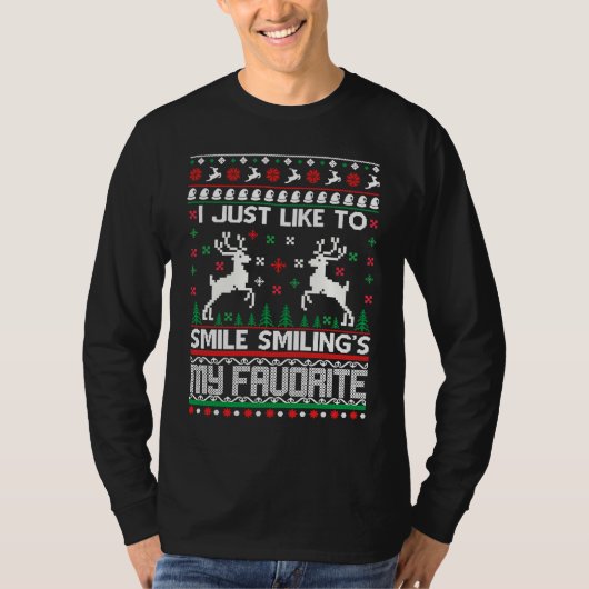 I Just Like To Smile Smiling's My Favorite Christm T-Shirt (Vorderseite)