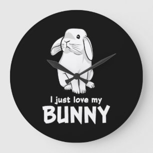 I Just Love My Bunny Cute Rabbit White Große Wanduhr