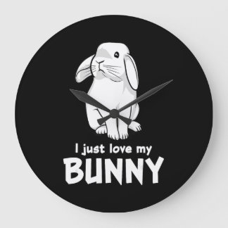 I Just Love My Bunny | Cute Rabbit White Große Wanduhr