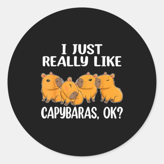 I Just Really Like Capybaras Ok Capybara Animal Ro Runder Aufkleber (Vorderseite)