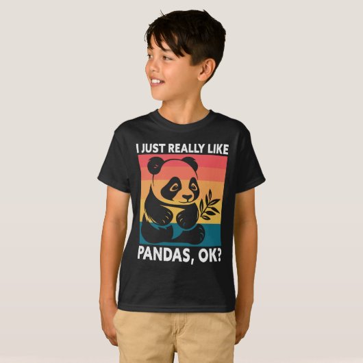 I Just Really Like Pandas OK – Cute Retro Panda T-Shirt (Vorne ganz)