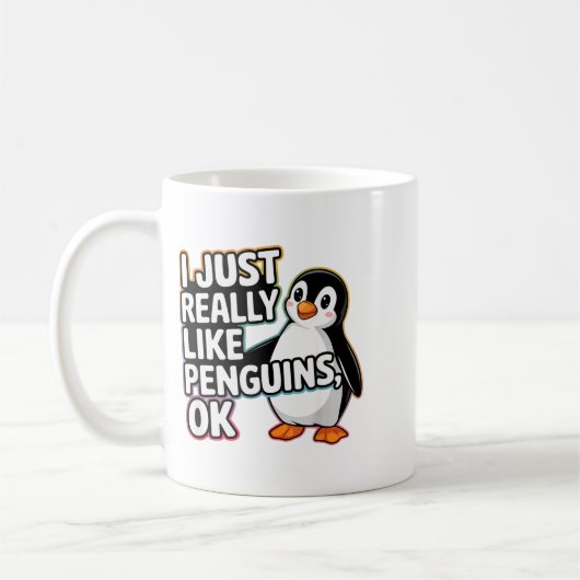 I Just Really Like Penguins Ok Funny Design Kaffeetasse (Links)