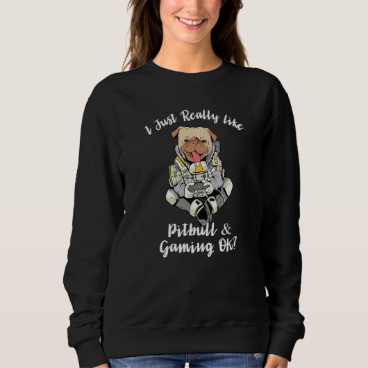 I Just Really Like Pitbull & Gaming, OK Funny Pitb Sweatshirt (Vorderseite)