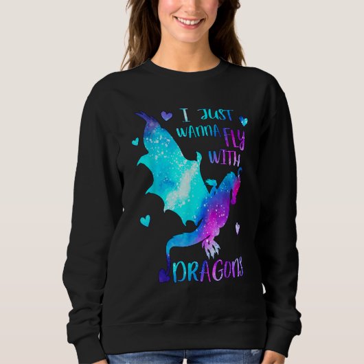 I just wanna Fly with Dragons Dragon Girl Space Sweatshirt (Vorderseite)
