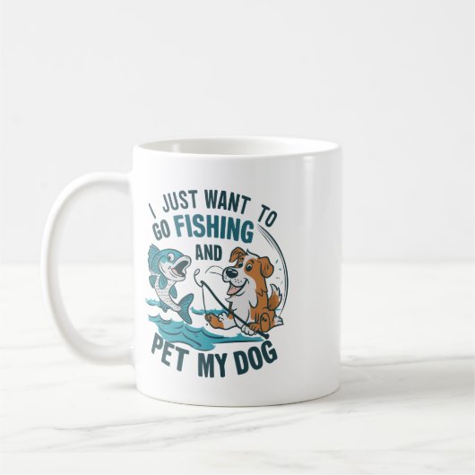 I Just Want To Go Fishing And Pet My Dog 2 Kaffeetasse (Links)