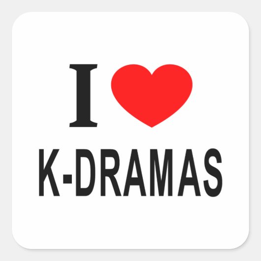 I ❤️ K-DRAMAS I-LIEBE K-DRAMAS I HERZ-K-DRAMAS QUADRATISCHER AUFKLEBER (Vorderseite)