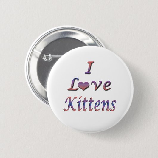 I Kätzchen des Herz-(Liebe) Button (Vorne & Hinten)