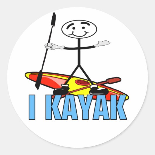 I Kayak Runder Aufkleber (Vorderseite)