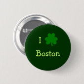 I Kleeblatt Boston Green St Patricks Day Button (Vorne & Hinten)
