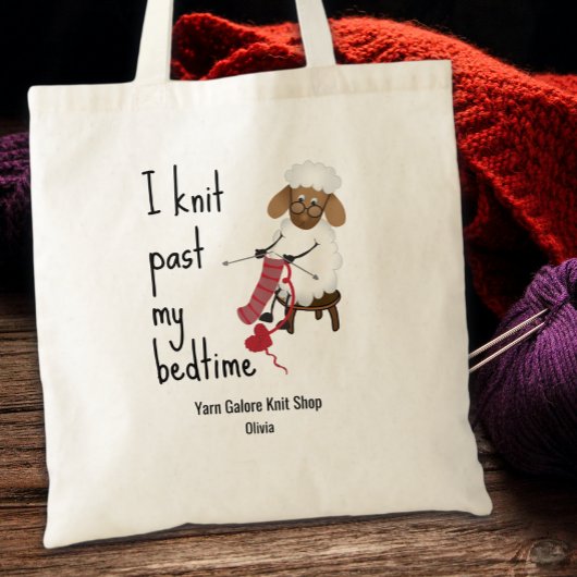 I Knit Past My Bedtime Sheep Knitting Lovers Tragetasche
