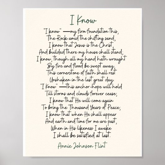 "I Know" Annie Johnson Flint Value Poster (Matte) (Vorne)