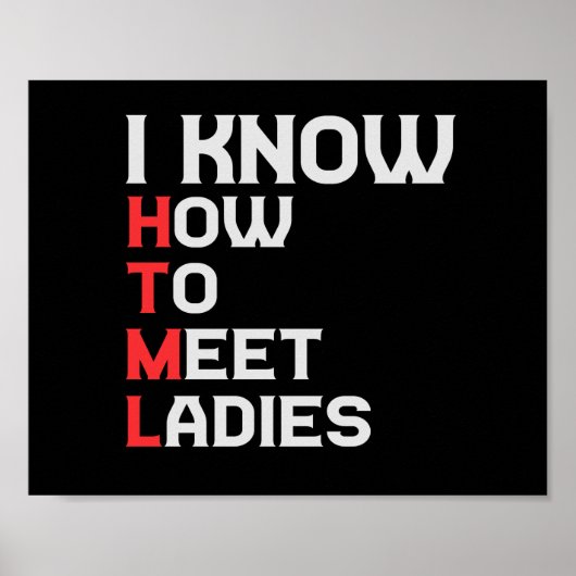 I Know HTML How To Meet Ladies Funny Coding Lover Poster (Vorne)