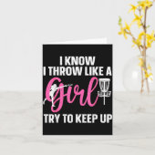 I Know I Throw Like A Girl Try To Keep Up Disc Gol Karte (Gelbe Blume)