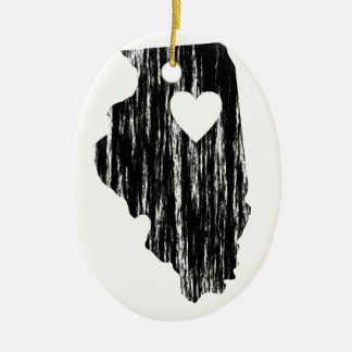 I Kontur-Staats-Liebe Herz-Illinois Grunge Keramikornament