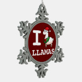 I Lama-Lamas Schneeflocken Zinn-Ornament (Links)