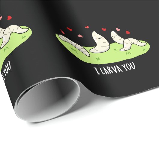I Larvae You Funny Larvae Liebe Puff Dark BG Geschenkpapier (Rolleneckpunkt)