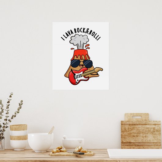 I Lava Rock and Roll Funny Volcano Pub Poster (Küche)