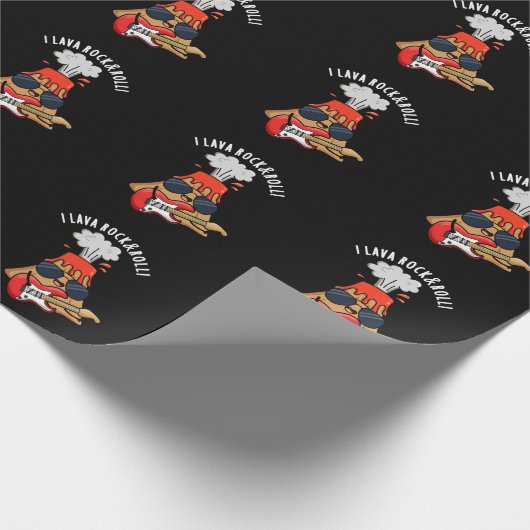 I Lava Rock and Roll Funny Volcano Pun Dark BG Geschenkpapier (Ecke)