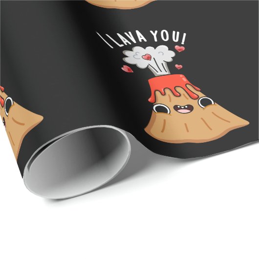 I Lava You Funny Volcano Pun Dark BG Geschenkpapier (Rolleneckpunkt)