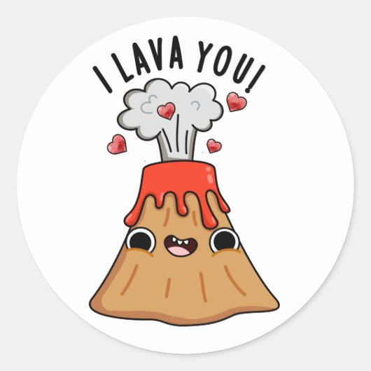 I Lava You Funny Volcano Pun Runder Aufkleber (Vorderseite)