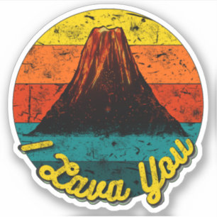 I Lava You Volcano Distressed Retro Sunset Liebe Aufkleber