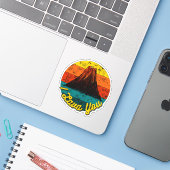 I Lava You Volcano Distressed Retro Sunset Liebe Aufkleber (Laptop mit iPhone)
