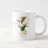 I Letter Gold Monogram | Weiße Orchideen Jumbo-Tasse (Rechts)