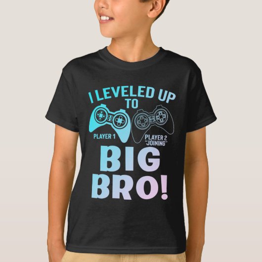I Leveled Up To Big Bro Gradient Big Brother T-Shirt (Vorderseite)