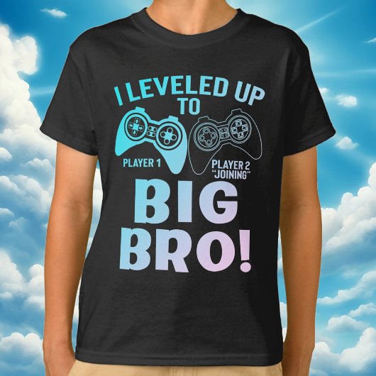 I Leveled Up To Big Bro Gradient Big Brother T-Shirt