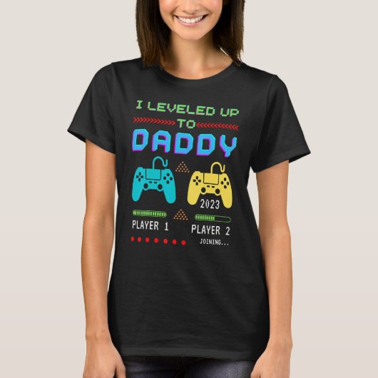 I Leveled up To Daddy 2023 Soon To Be Dad 2023 Gam T-Shirt (Vorderseite)