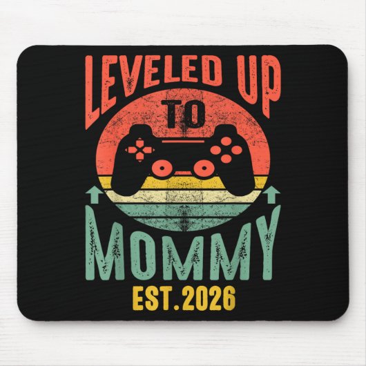 I Leveled Up To Mommy 2026 Pregnancy Announcement Mousepad (Vorne)