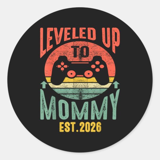 I Leveled Up To Mommy 2026 Pregnancy Announcement Runder Aufkleber (Vorderseite)