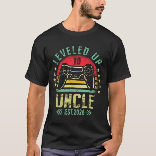 I Leveled Up To Uncle 2026 Promoted To Uncle Level T-Shirt (Vorderseite)