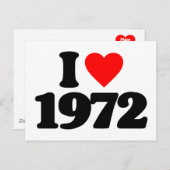I LIEBE 1972 POSTKARTE (Vorne/Hinten)