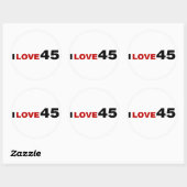 I Liebe 45 Runder Aufkleber (Blatt)