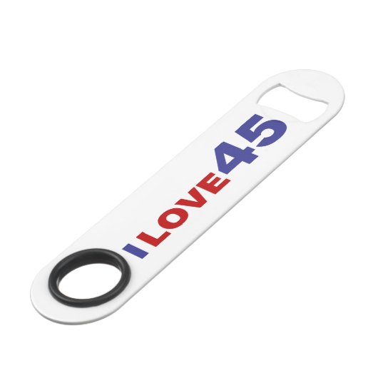 I Liebe 45 Speed Flaschenöffner (Vorderseite Schrägansicht)