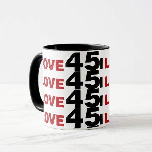 I Liebe 45 Tasse (Vorderseite Links)