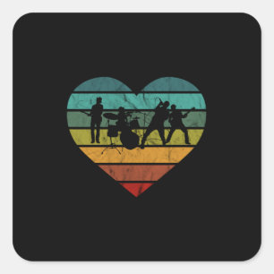 I Liebe 70er Music Band Vintages Herz Quadratischer Aufkleber