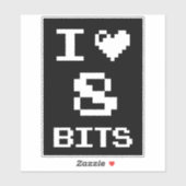 I Liebe 8 Bits, Gamer Geek Design Aufkleber (Blatt)