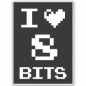 I Liebe 8 Bits, Gamer Geek Design Aufkleber (Vorderseite)
