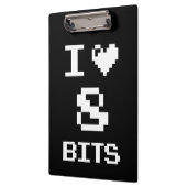 I Liebe 8 Bits, Gamer Geek Design Klemmbrett (Links)