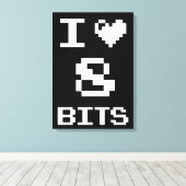 I Liebe 8 Bits, Gamer Geek Design Leinwanddruck (Insitu (Holzboden))