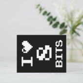 I Liebe 8 Bits, Gamer Geek Design Postkarte (Stehend Vorderseite)